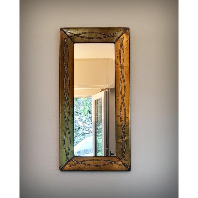 Brutalist Brass and Pewter Mirror attributed to Jean Goardere, France, 1970s For Sale - Image 17 of 17