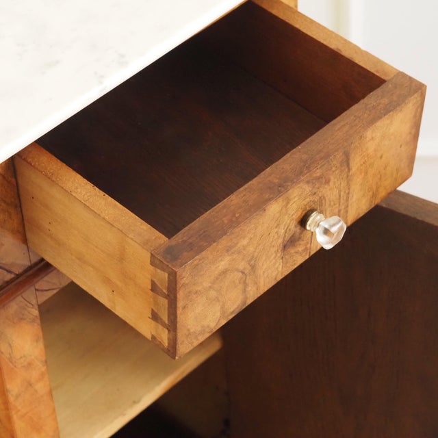 Antique Louis Philippe Bedside Table in Burr Walnut with Marble Top, 1860s For Sale - Image 4 of 14