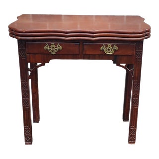 Antique English George III Period Mahogany Triple Flip Petit Point Top Games Table C1790-1820 For Sale