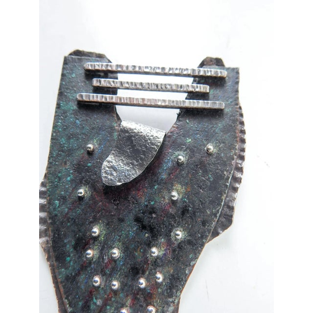 Abstract Vintage 1990's Large Sculptural Sterling and Copper Studio Brooch For Sale - Image 3 of 5