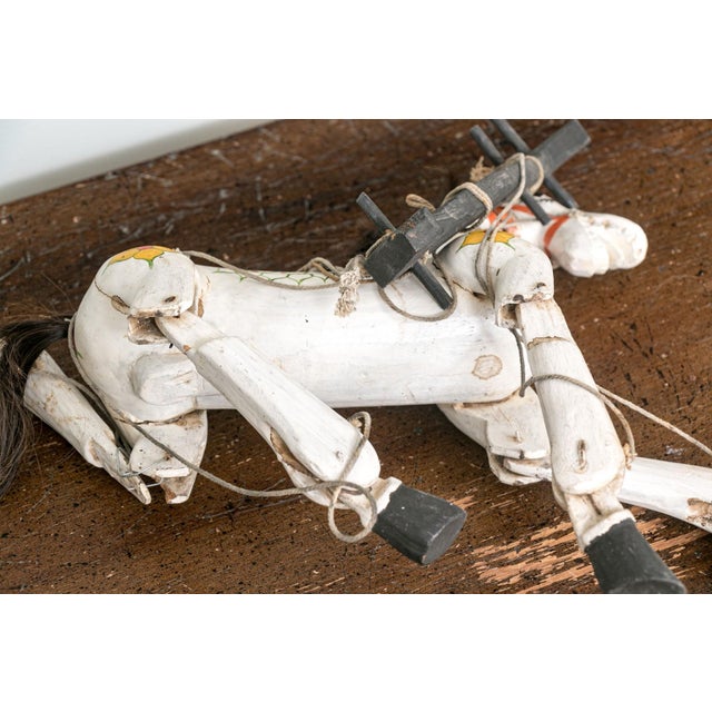 White Vintage Wooden Horse Marionette Puppet For Sale - Image 8 of 8