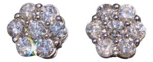 The Cardiff: White Gold and Diamond Cluster Earrings, 2 Pieces