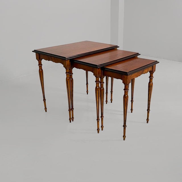 Mid-Century Modern Italian Wooden Nesting Coffee Tables, 1940s, Set of 3 For Sale - Image 11 of 11