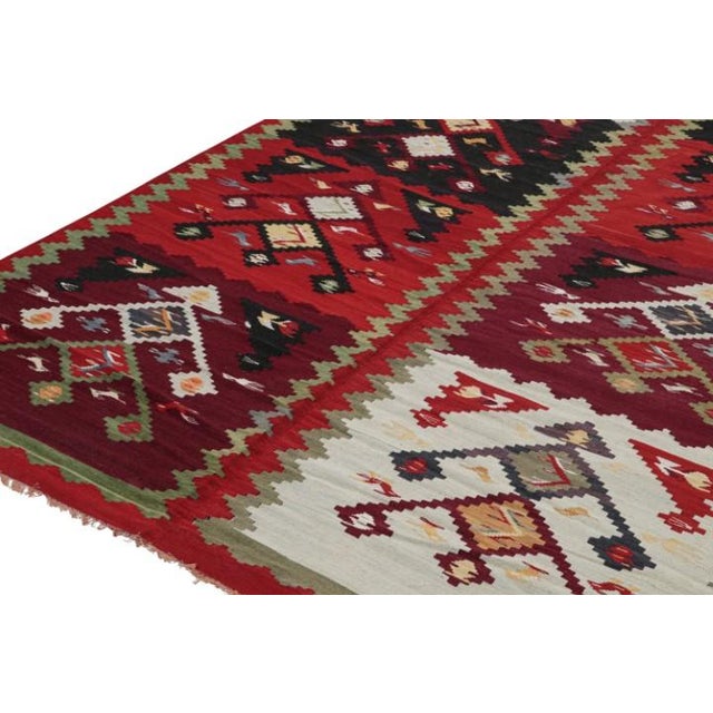 1950s Vintage Persian Kilim in Red, Black & White Geometric Patterns, From Rug & Kilim For Sale In New York - Image 6 of 7