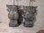20th-century Warren Kessler table lamps fashioned from a patinated bronze archaistic Chinese vessel with dragon handles....