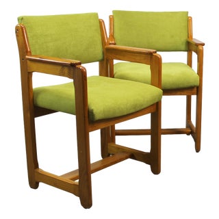 Upholstered Pine Armchairs, 1970s, Set of 2 For Sale