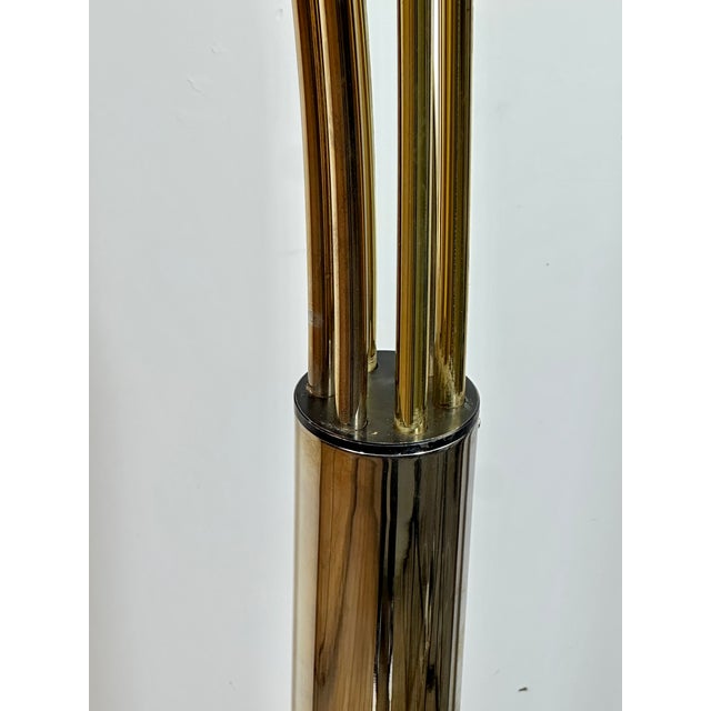 Italian 6-Light Arc Floor Lamp in Gilded Brass, 1970s For Sale - Image 4 of 15