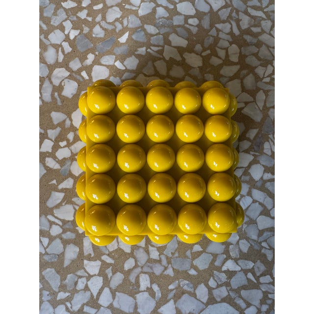 Yellow Bubble Resin and Wood Heavy Decorative Box With Lid For Sale - Image 4 of 12