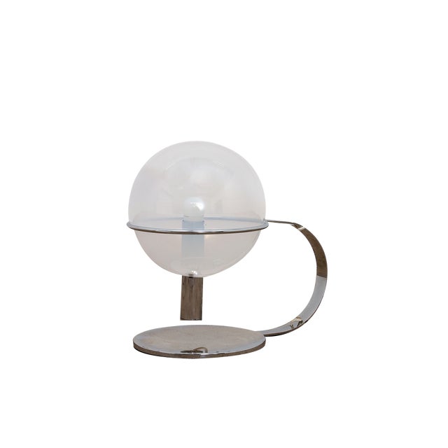 Italian Table Lamp in Chrome with Glass, 1960s For Sale