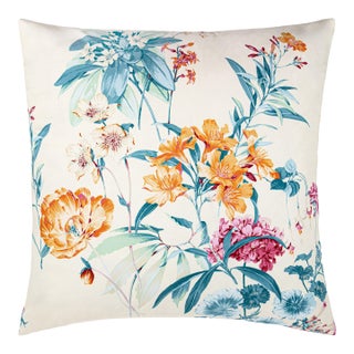 Scalamandre 24" x 24" Parfumerie Pillow in Orange Teal For Sale
