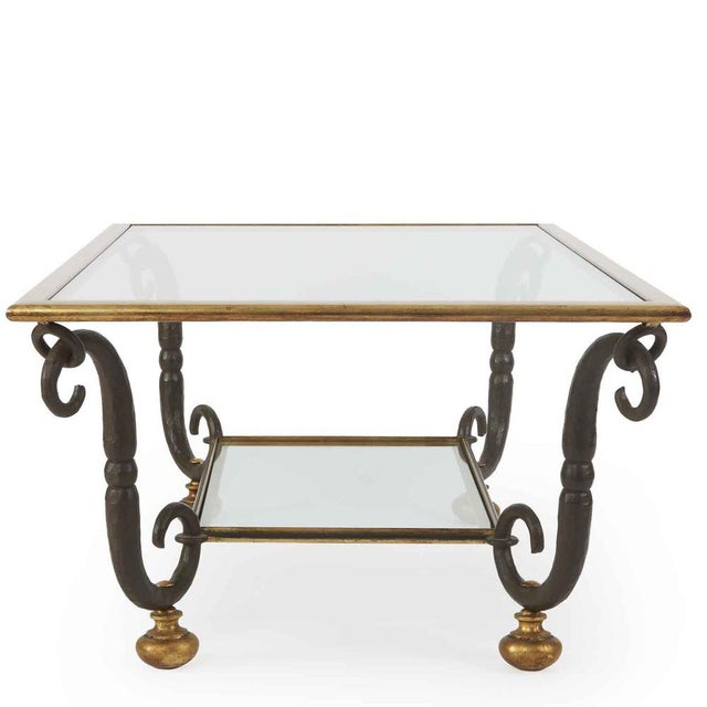 Rectangular Crystal and Iron Coffee Table, 20th Century, crafted by the master Florentine artisans of Banci di Firenze....
