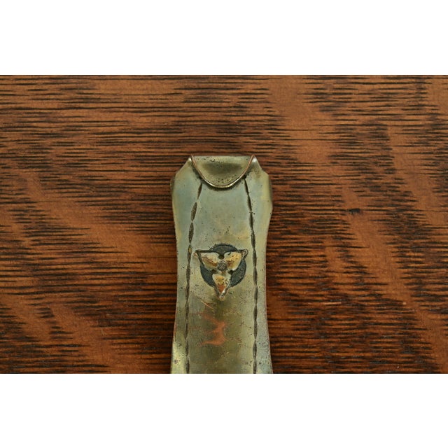 Roycroft Arts & Crafts Trefoil Hammered Brass Over Copper Letter Opener For Sale In South Bend - Image 6 of 13