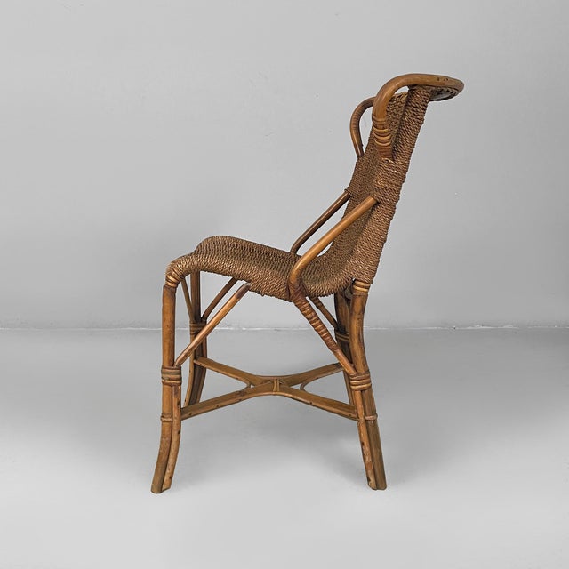 Vintage Italian Art Deco Chairs in Rattan, 1930s, Set of 4 For Sale - Image 3 of 18