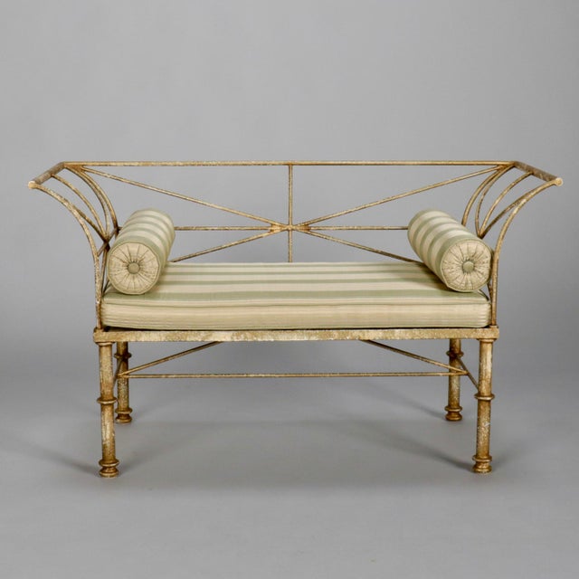 Mid Century Iron Frame Settee with Cushion Chairish