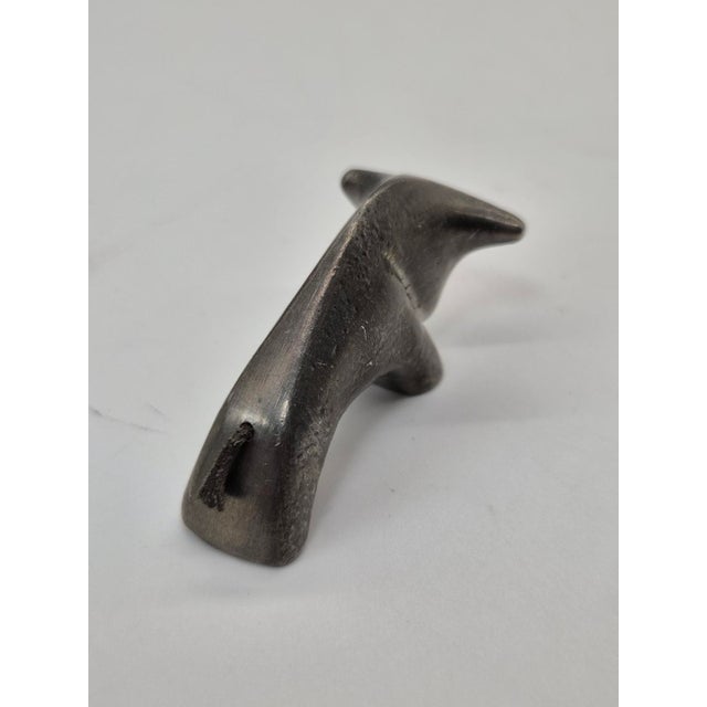 Gray Vintage Metal Animal Figurine with Leather Tail, 1960s For Sale - Image 8 of 11