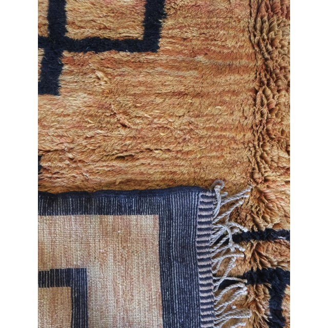 Beni Mrirt Rug | High-Quality Handwoven Berber Wool Rug with Terracotta Field and Black Geometric Frames This...