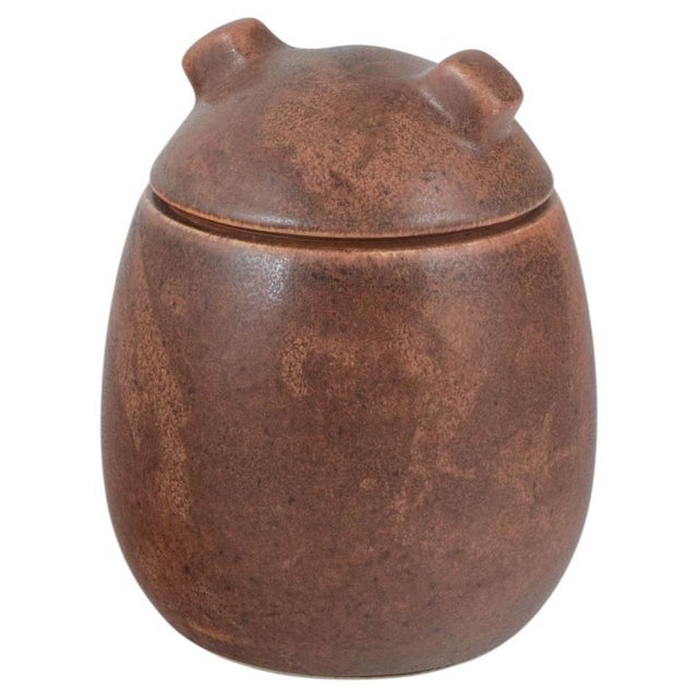 Mid-Century Matte Brown Glazed Stoneware Lidded Jar by Jar Erik Rahr for Saxbo For Sale - Image 5 of 5