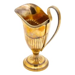 Creamer in Fluted Silver with Gold Trim For Sale