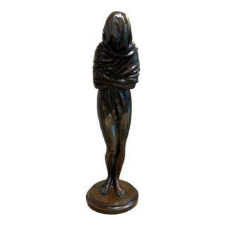 19th Century Patinated Bronze Figure of a Young Woman by Houdon For Sale