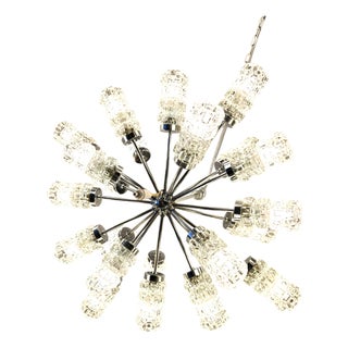 Chrome-Plated Metal and Faceted Glass 22-Light Sputnik Chandelier in the style of Richard Essig, Germany, 1970s For Sale