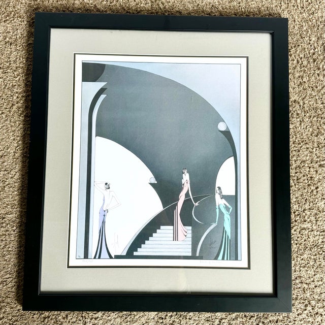 Elegant and captivating, this signed 1988 lithograph by Cuban-American artist Noel Suarez features three sophisticated...