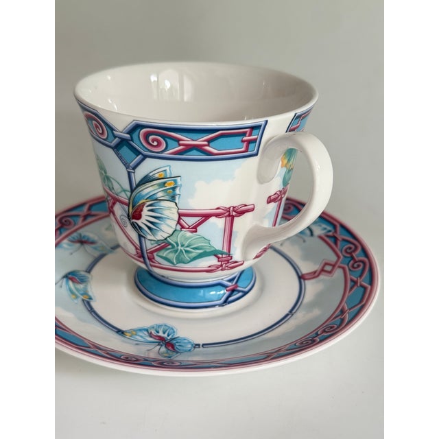 Le Jardin Des Papillons Coffee Cup and Saucer from Hermès, 1990s, Set of 2 For Sale - Image 6 of 8
