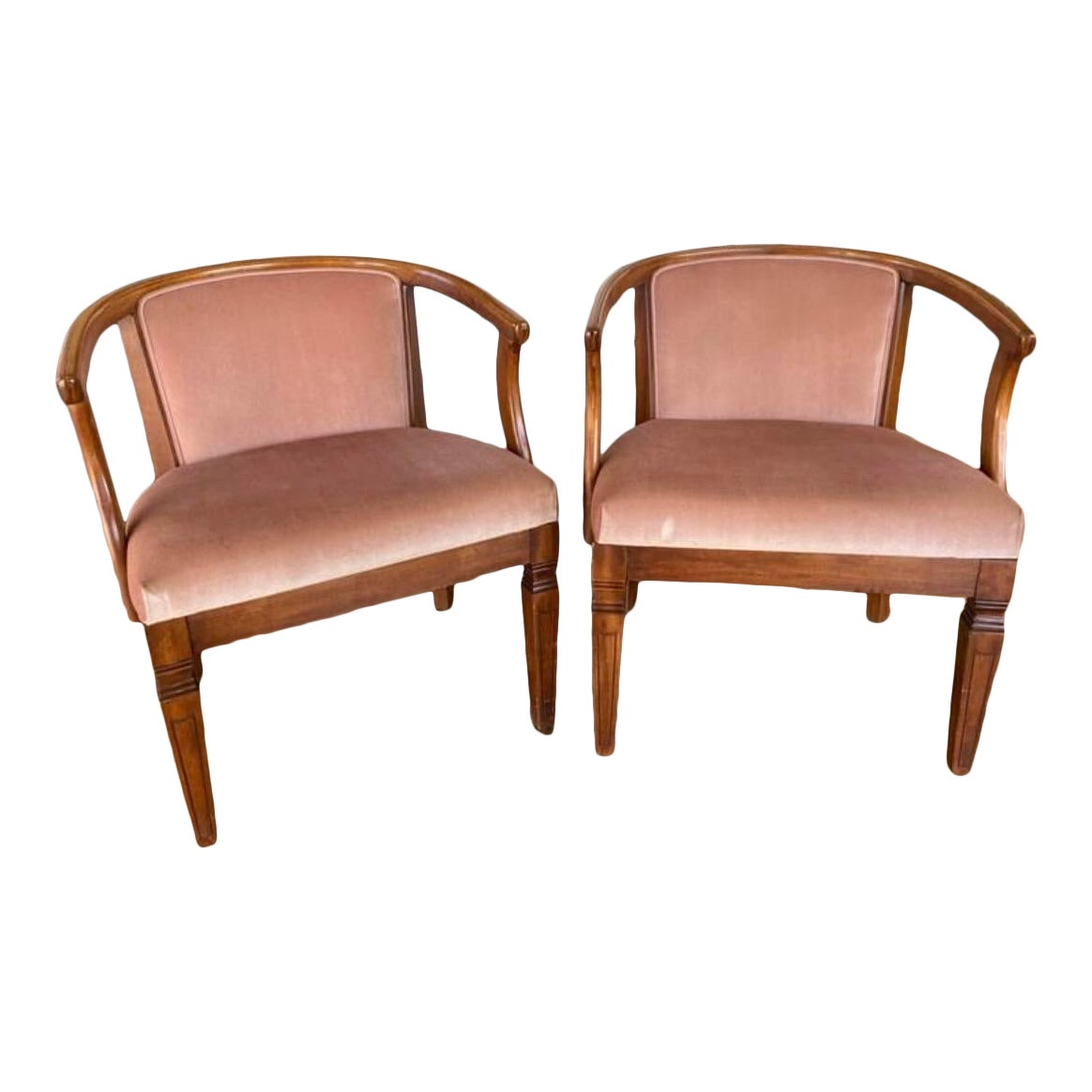 Blush Pink Velvet Vintage Chairs a Pair Chairish