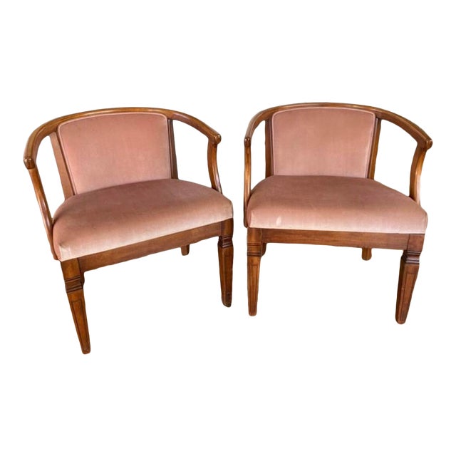 Blush Pink Velvet Vintage Chairs a Pair Chairish
