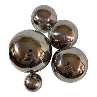 Set of Five Shiny Stainless Steel Orbs For Sale