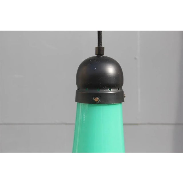 Ceiling lamp Vistosi design midcentury green white black Italian design, 1950. Only glass cm.40, diameter cm.30. 1 light...