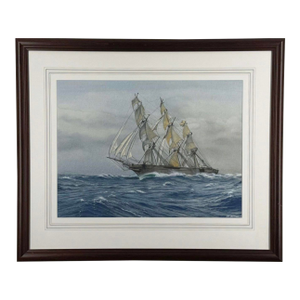 Jim Griffiths (1947) Marine Watercolor, "Racing Home"