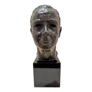 1960s Larry Mohr Dark Bronze Bust Sculpture Signed From Artist Estate For Sale