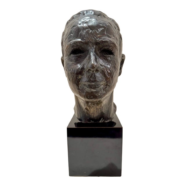 1960s Larry Mohr Dark Bronze Bust Sculpture Signed From Artist Estate For Sale