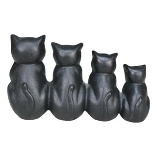 Vintage Cast Iron Four Black Cats Silhouette Doorstop Paperweight 10" For Sale