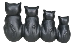 Vintage Cast Iron Four Black Cats Silhouette Doorstop Paperweight 10"