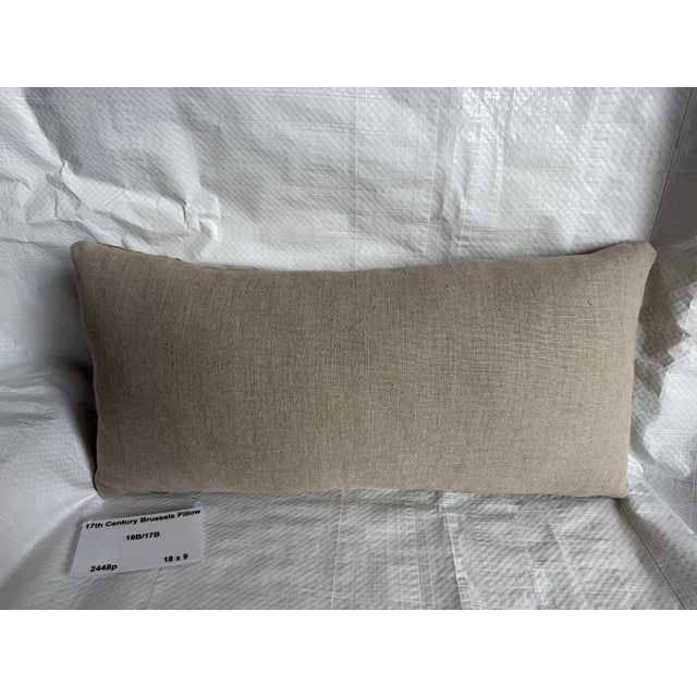 Textile 17th Century Antique Brussels Tapestry Decorative Pillow For Sale - Image 7 of 7
