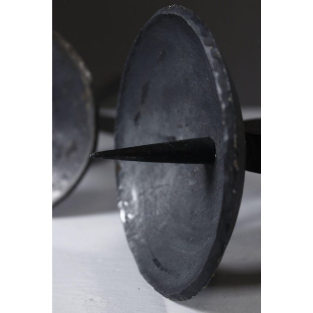 Mid-Century Modern French Brutalist Candleholders in Wrought Iron, Set of 2 For Sale - Image 10 of 15