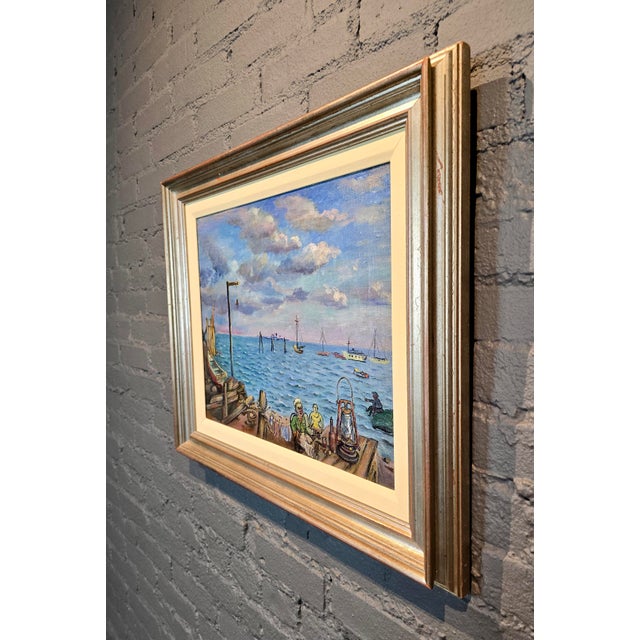 David Burliuk -1950s Fishermen Lifestyle on Sag Harbor -Oil Painting For Sale - Image 11 of 13