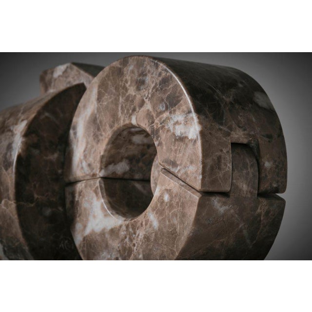 Abstract Interlocking Marble Sculpture Premesse by Andrea Cascella (1919–1990), Italy 1980. A refined abstract sculpture...