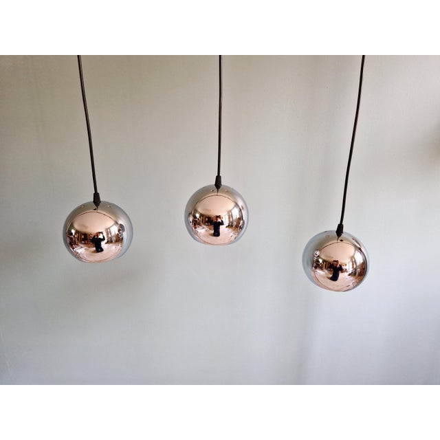 Space Age Eyeball Pendant Lights in Chromed Metal, 1970s, Set of 3 For Sale - Image 12 of 16