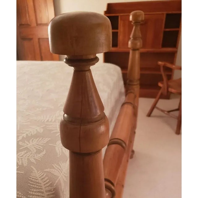 Farmhouse 1950s Pine Full Size Bed with Turned Head and Footboard For Sale - Image 3 of 7