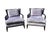 Elegant pair of California Lounge Chairs by Barbara Barry for Baker Furniture, model 6713C. These generously proportioned...
