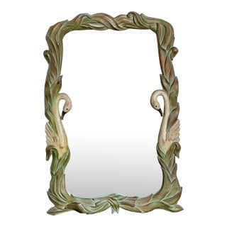 Vintage Hand Carved Swan Mirror For Sale