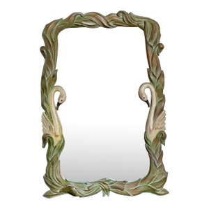 Vintage Hand Carved Swan Mirror