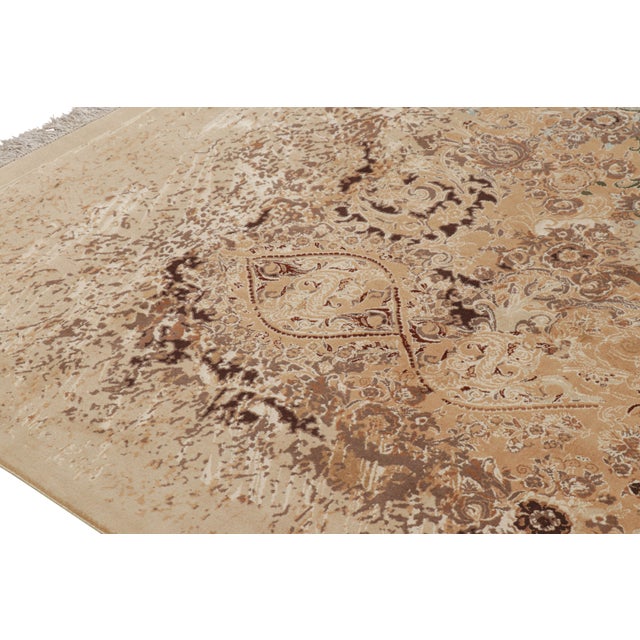Rug & Kilim’s Modern Classics Rug in Beige-Brown With Floral & Abstract Patterns For Sale In New York - Image 6 of 8