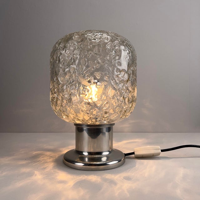 Silver Table Lamp with Mouth-Blown Glass Shade and Silver Base from Doria Leuchten, Germany, 1970s For Sale - Image 8 of 9