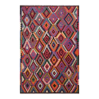 Retro Kilim Brown Beige Wool Rug - 6'6" X 9'1" For Sale