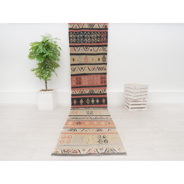 dd authentic warmth and history to your space with this vintage handwoven Turkish Anatolian kilim runner. Crafted using...