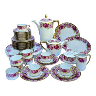 Early 20th Century Beyer & Bock Tausendschön Fine German Porcelain Coffee Tea Dessert Service for 12- 42 Pieces For Sale