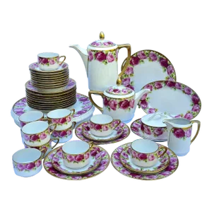 Early 20th Century Beyer & Bock Tausendschön Fine German Porcelain Coffee Tea Dessert Service for 12- 42 Pieces